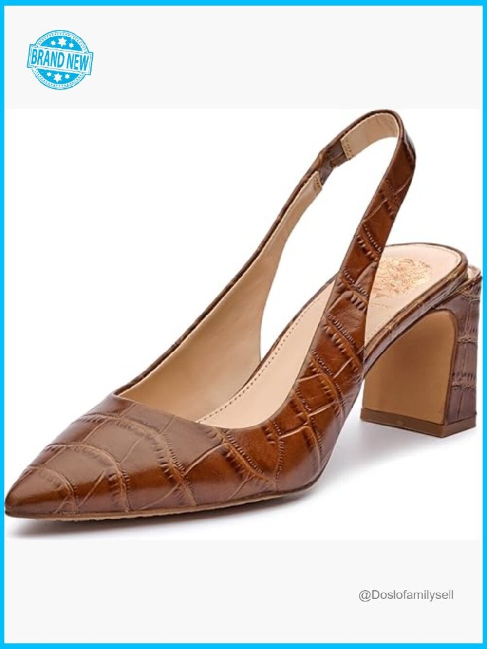 Vince Camuto Slingback Pumps Block Heel Pointed Toe Dress Shoes Women's